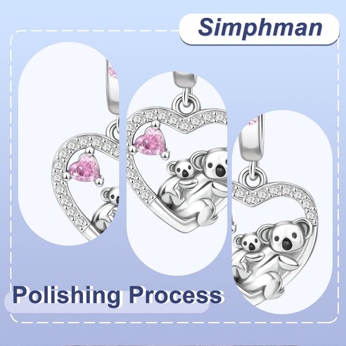 Animals 925 Sterling Silver Charms Dangles for Bracelets and Necklace Koalas Jew - Zdjęcie 3 z 4