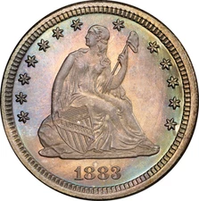 1883 PCGS CAC PR66 Proof Seated Quarter 25c, Superb Gem, Brilliant Tone, PQ CAC!