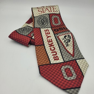 Necktie Ohio State Buckeyes Themed Silk Eagle Neckwear Red Gray 56