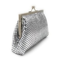 Vintage Clutch Purse for Women   Retro Metal Mesh Mini Evening Bag with Silver
