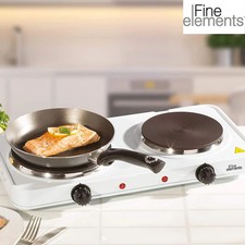 2500W Double Hot Plate Electric Table Top Cooker Twin Cast Iron Hob Thermostat