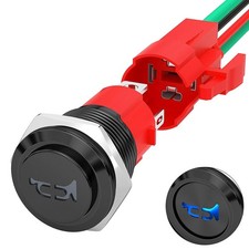 16mm Momentary Horn Button Switch 12V 20A Metal Speaker Horn Push Button Blue