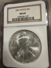 2001  American Silver Eagle $1 US Mint Coin NGC MS69