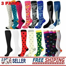 3 Pairs Women Compression Socks Men Running Medical 20-30mmHg Graduated Support