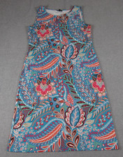 Talbots Effortless Jersey Dress Womens Small Paisley Botanical Shift Sleeveless