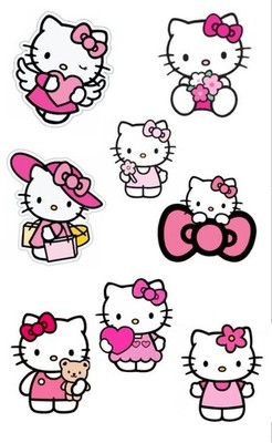 Handgefertigte verschiedene Hello Kitty Themenkarten Tortenaufleger