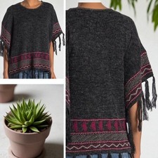 Pullover Papillon Jorongo Boho Tejido Manga Dolman Borla Flecos Boho Para Mujer’s S