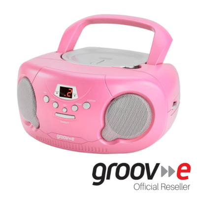 GROOVE BOOMBOX PORTABLE CD PLAYER W/ RADIO/AUX IN/HEADPHONE JACK