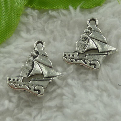 Free Ship 280 pcs tibet silver sailing boat charms 18x18mm B3663