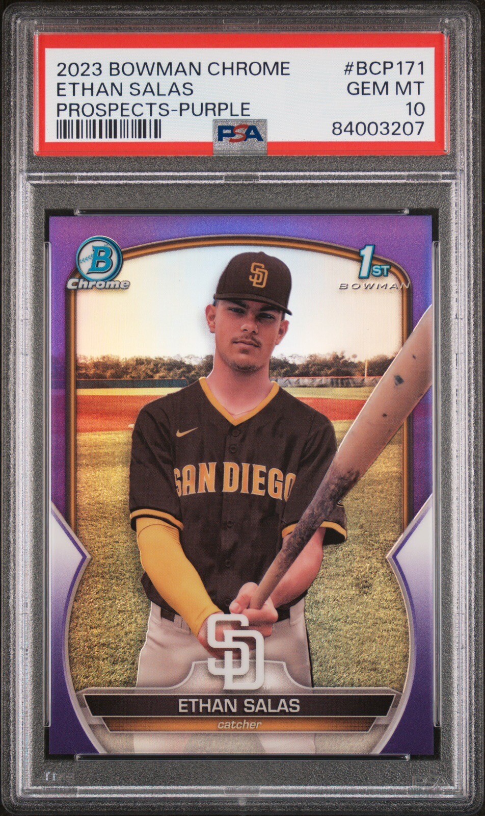2023 Bowman Chrome Ethan Salas Prospects 1st Purple BCP-171 /250 Card PSA 10