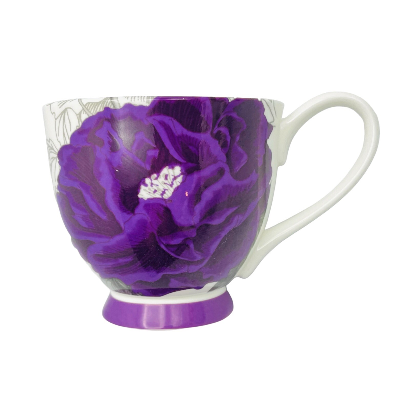 Portobello By Inspire Coffee Mug Purple Violet Floral Flowers Butterfly Inside eBay