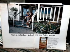 1972 Olympia Beer Man Woman Bicycles 2 Page Original Print Ad