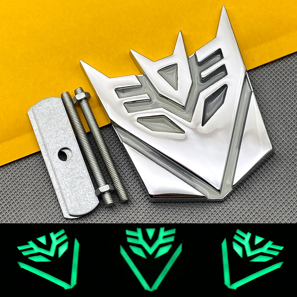 Chrome Metal selfluminous Transformers Decepticon Grille Emblem Car