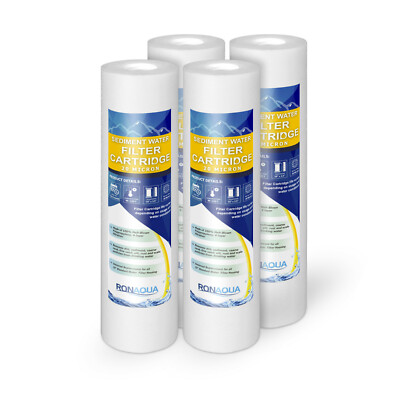 4  Sediment 20 Micron Water Filter Cartridges 2.5'' x 10'' for Reverse Osmosis 