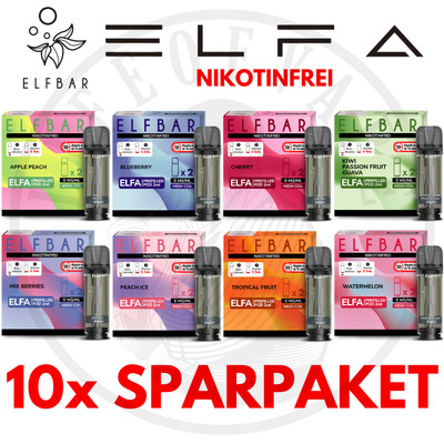 10x ELFBAR 600 ELFA Pods I E-Zigarette E-Shisha I Liquid Pods mit 0mg Nikotin