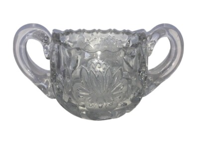 Cut Glass Flowers And Butterflies Sugar Bowl