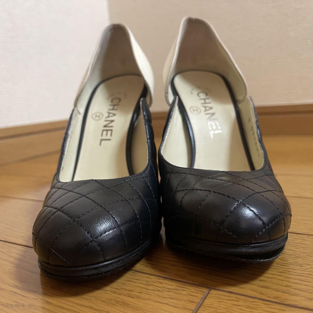 Chanel Pumps Heels Matelasse Patent Leather Black White Size 37 US About7 Women thumbnail 6