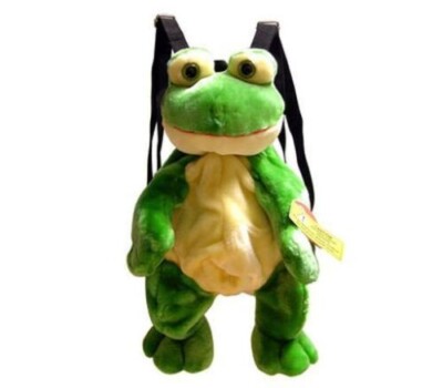 Frog Plush Backpack with Zipper Comp, Adjustable Strap Kids Travel Buddy  Bag Toy