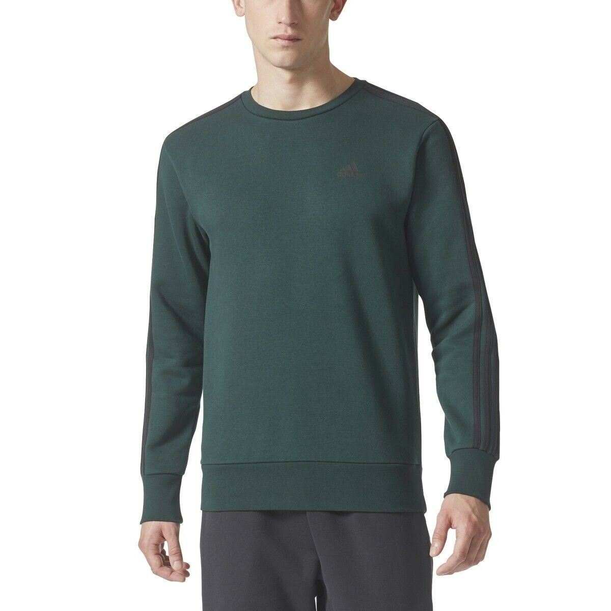 BS2220 Мужская толстовка с капюшоном Adidas Essentials 3S 3 Stripes Crew Sweatshirt - зеленый 7390₽