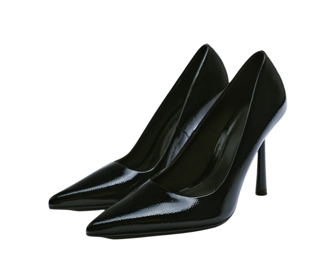 Zara Pointed Toe Black Patent effect size 10 heels Pumps 3211/910 SS22 |  eBay