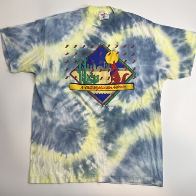 Vintage Tee-Jays San Antonio T-Shirt Men s XL Single Stitch Tie Dye USA