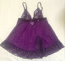 Fredericks of Hollywood Womens Sophie Lace Babydoll Chemise Teddy Purple Size XS