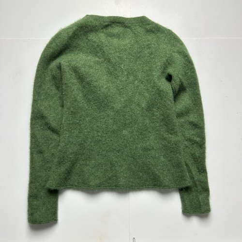 100% Cashmere Crewneck Sweater Green Long Sleeve Green Y2K Girl's Sz Medium - Picture 2 of 4
