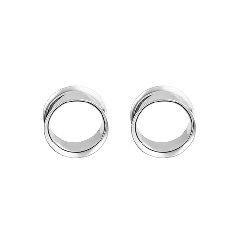 Paire de boucles d'oreilles en acier chirurgical PVD argent double évasement boucles d'oreilles jauges bouchons - Photo 69/108