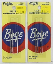 Lot of Wrights Boye Lace Net Needles For 6 pt Mesh 7528 2 Packages of 3 Each = 6