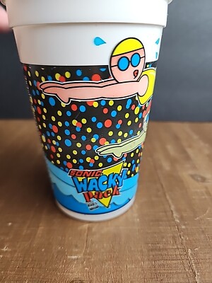 Vintage Sonic Wacky Pack Cups 12 oz Plastic Swimming 1996 Olympics