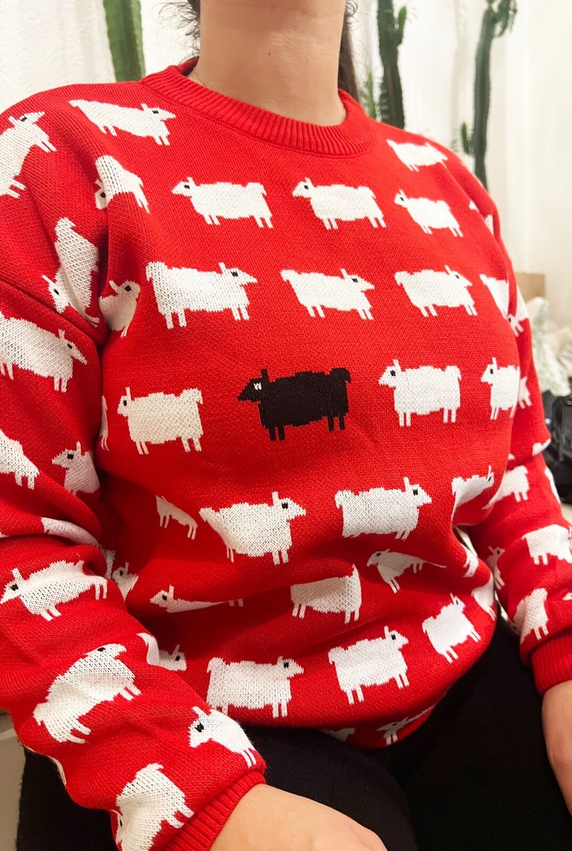 Wool Black Sheep Sheep Pattern Jumper Princess Diana Black Sheep