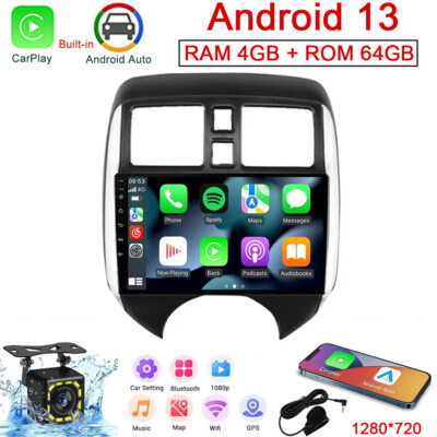 64GB Android 13 Car Stereo BT Radio Wifi Carplay For Nissan Versa Note 2014-2018