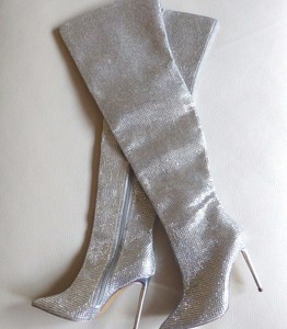 STEVE MADDEN CRYSTALS OVER THE KNEE BOOTS, SZ 6M, NEW, LEATHER, FABRIC,  CRYSTALS | eBay