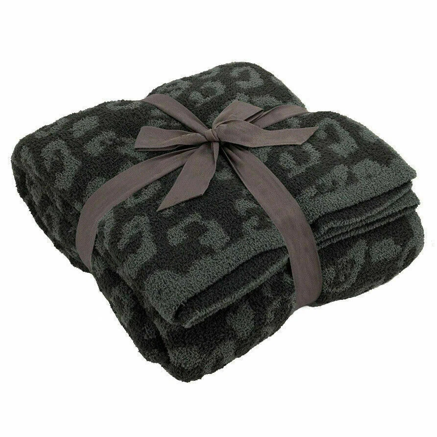Barefoot Dreams Leopard Blanket Print Throw Stone Cream Barefoot