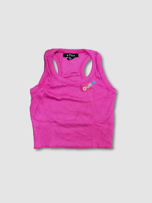 $46 FBZ Kid's Girl's Pink Embroidered Cropped Racerback Tank Top Size 4