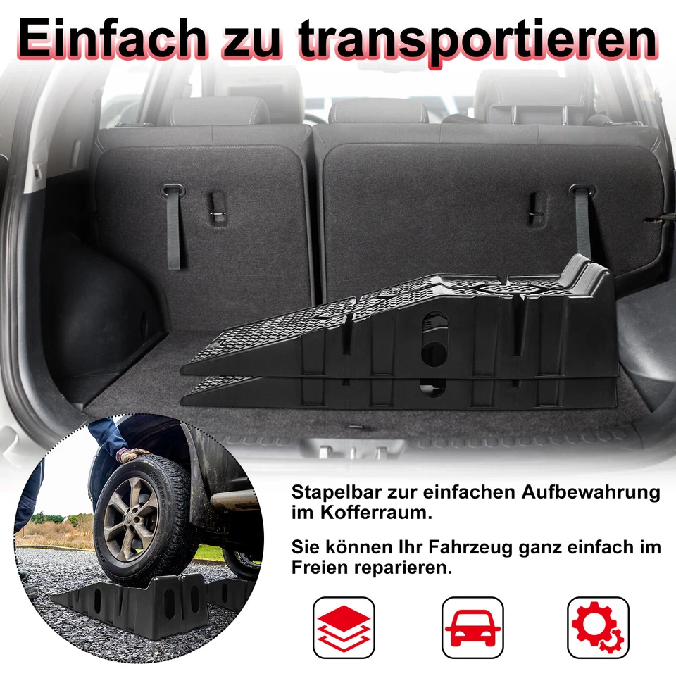 2 Stück Auffahrrampen Ladehilfe 2.5T bis 330 mm Hebebühne KFZ PKW Rampe Auto - Bild 4 von 4