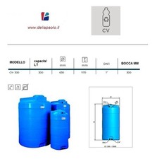 SERBATOIO VERTICALE ACQUA CISTERNA CV 300 LITRI CILINDRICO ELBI ACQUA POTABILE