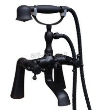 Black Oil Rubbed Bronze Deck Mount Bathtub Clawfoot Faucet w/ Hand Shower atf702