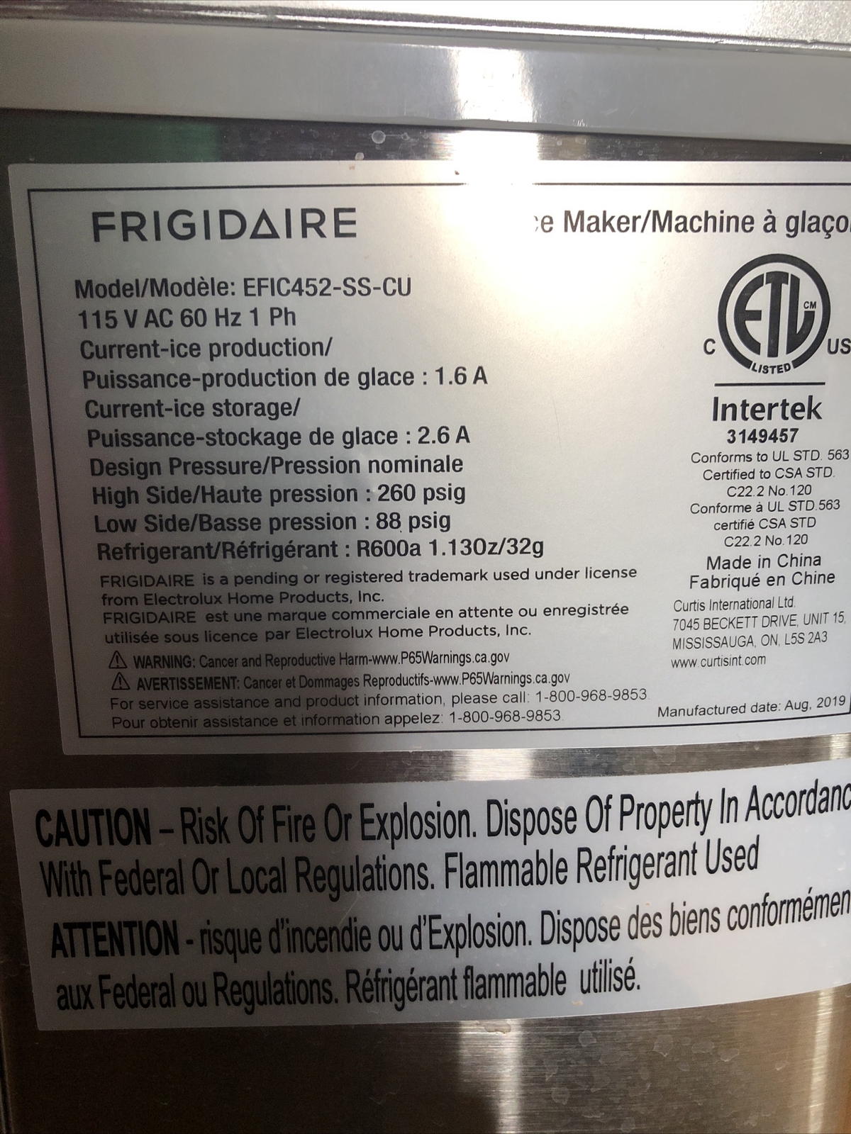 Frigidaire Countertop Extra Large 40 lbs. Capacity Ice Maker EFIC452SS