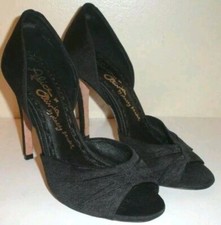 ALICE  OLIVIA by Stacey Bendet Gigi 38 EU 7.5 US Black Fabric Stiletto Heels