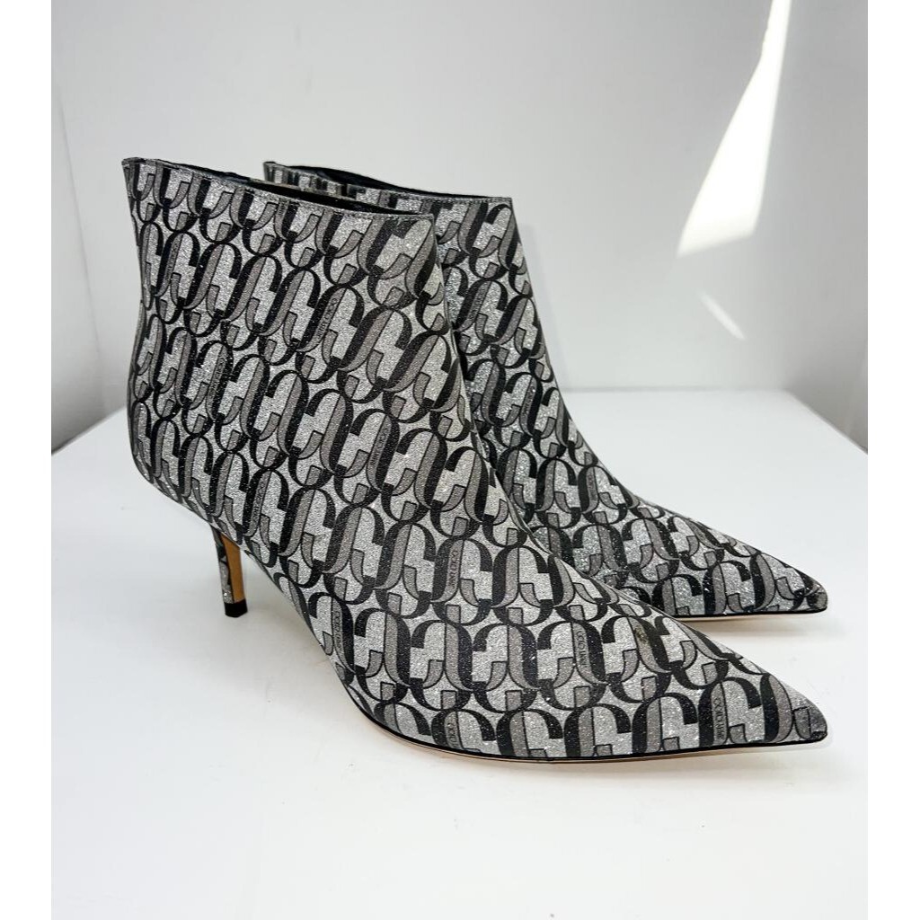 NWOT JIMMY CHOO Marinda 65 Black & Silver Monogram 'JC
