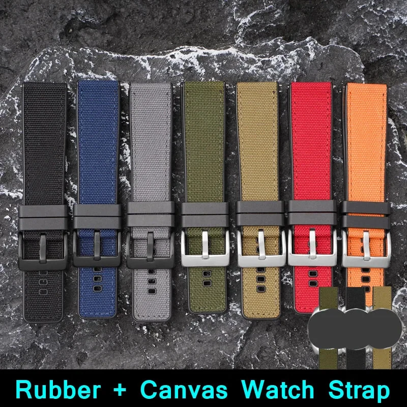 Correa de reloj de silicona de lona de liberación rápida 2 en 1 22 mm 24 mm 20 mm Foto 3 de 4