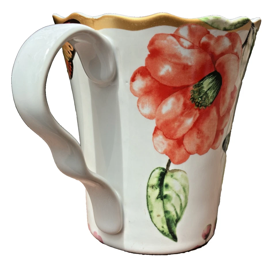 Taza de café 222 Quinta porcelana azul mariposas jardín flores Ambri azul pájaros Foto 4 de 4