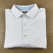 FootJoy FJ Mens Athletic Fit Solid White Polo Golf Shirt Men  s L Gingham Collar