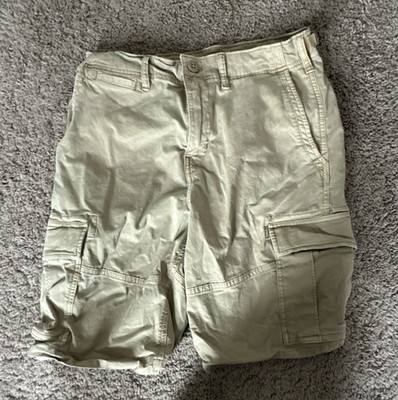 American Eagle Outfitters Flex Cargo Shorts Beige Cotton Pockets Belt Loops