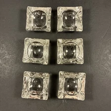 Vintage Clear Glass Square Individual Open Salt cellar/Salt Dip Set of Six