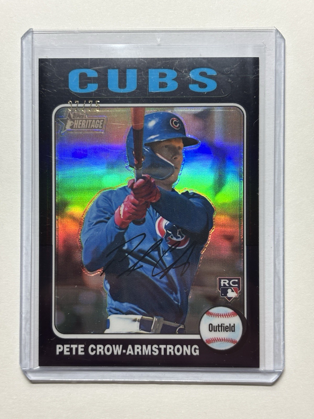 2024 Topps Heritage PETE CROW-ARMSTRONG PCA RC Rookie Chrome Black Refractor /75