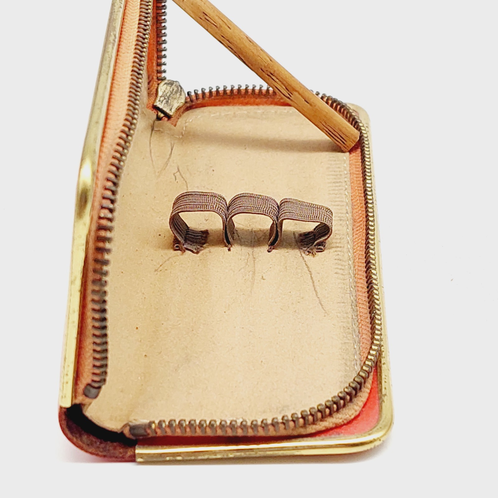 Vintage Leather Case Red for 3 Writing Instruments Fountain Pens Empty Fountain Pens 