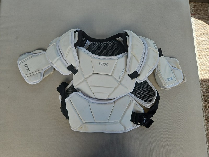 STX Shadow Lacrosse Shoulder Pads Youth Large (White/Black) Used 1 Yr