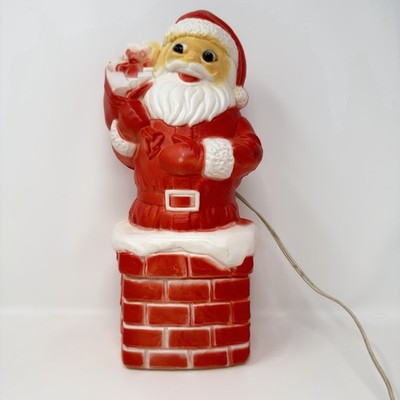 Vintage 1960's Santa in Chimney Plastic Blow Mold Dapol Industries 12'' Tall